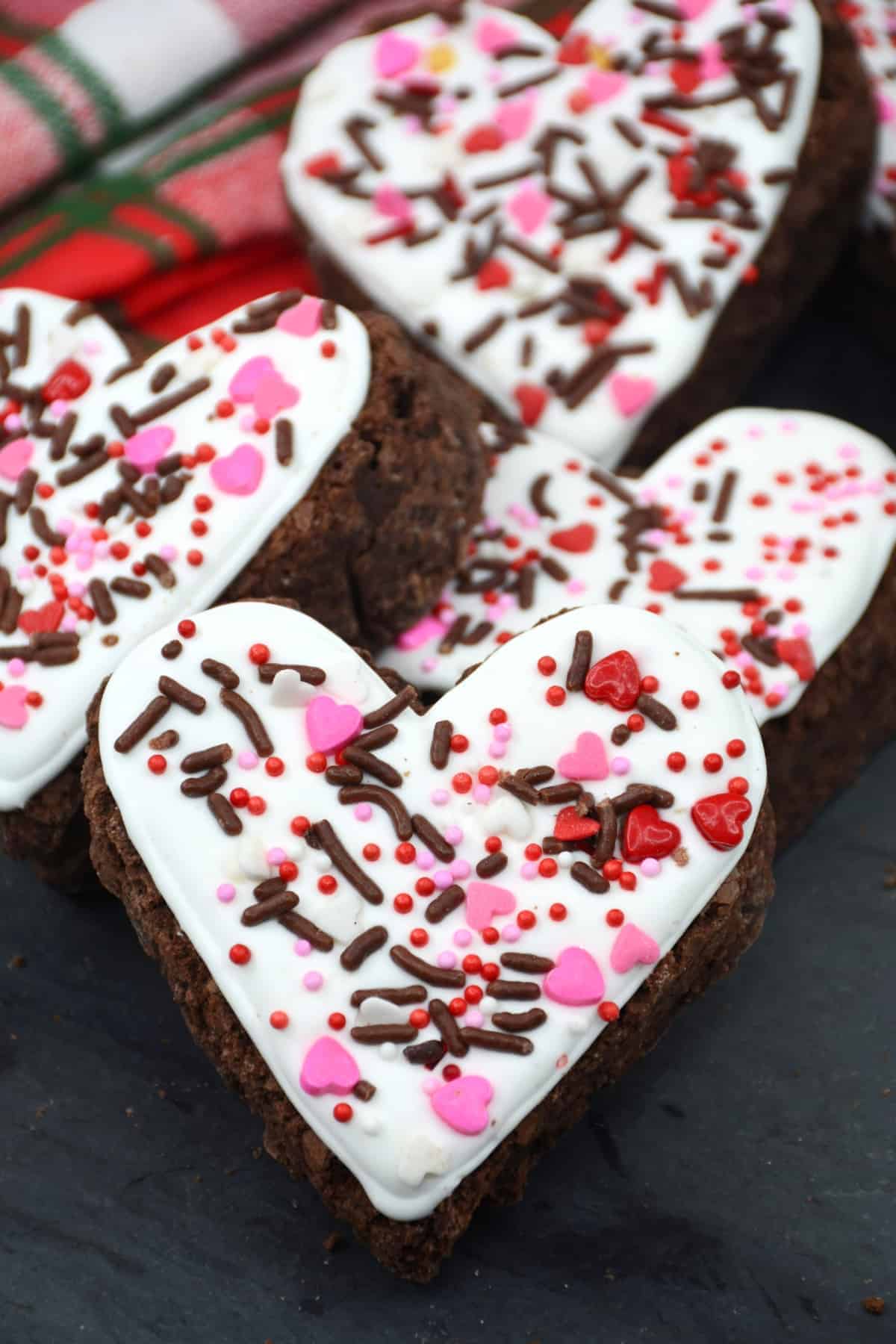 Easy Heart Brownies with Frosting