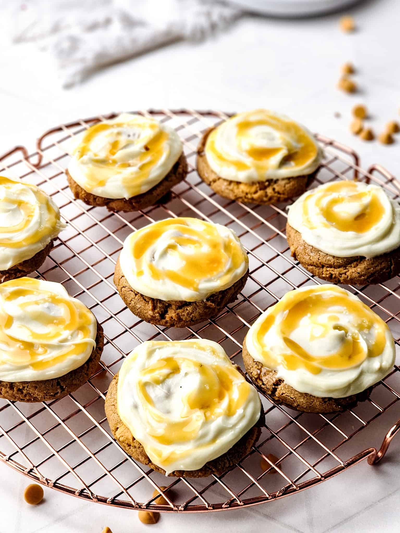 Buttery, frosted Harry Potter Butterbeer Cookies with a sprinkle of sea salt.