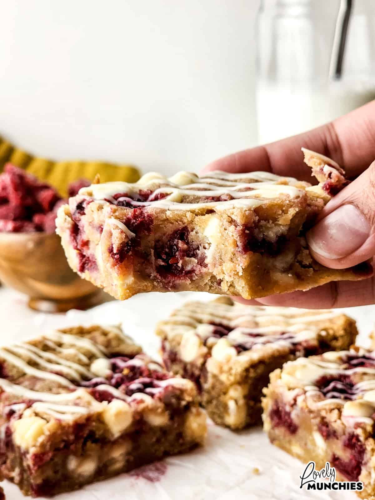 Raspberry White Chocolate Blondies