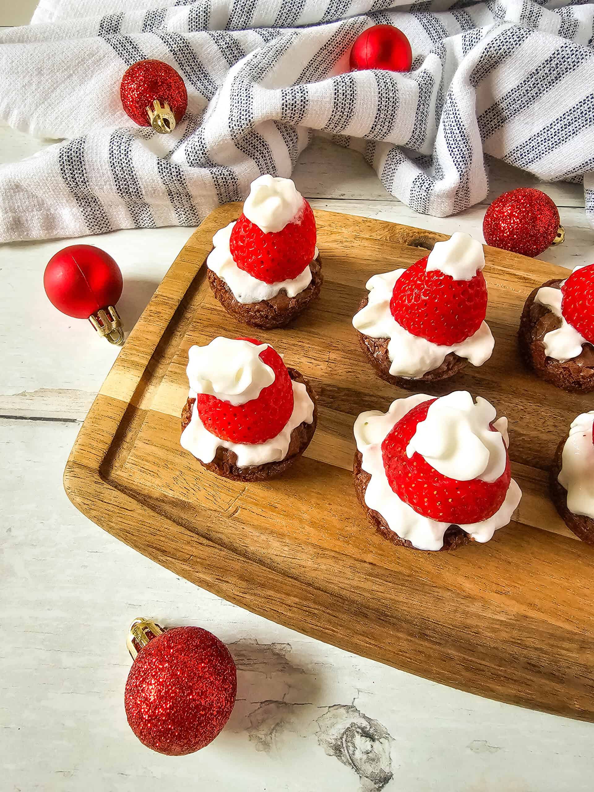 Santa Hat Brownie Bites 16